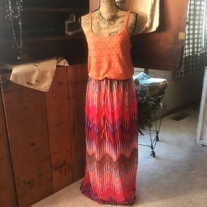 Faded glory orange laced sleeveless maxi dress